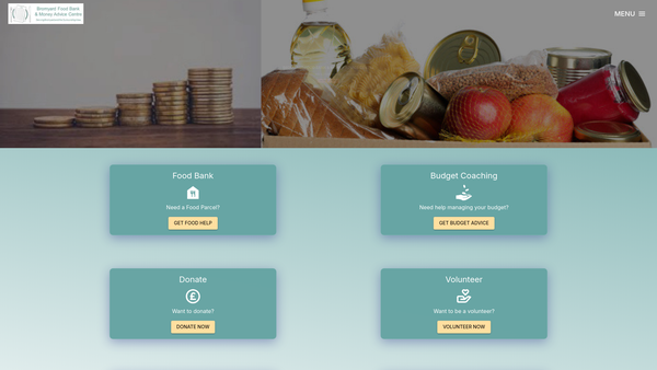 Screenshot of the Bromyard Foodbank & Money Advice Centre website