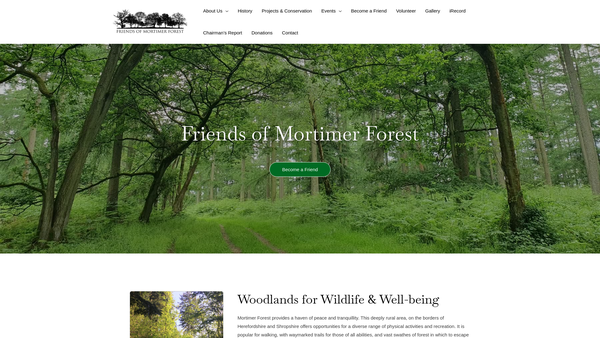 Screenshot of the Friends Of Mortimer Forest Limited website