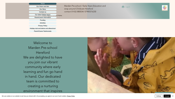 Screenshot of the Marden Pre-School website