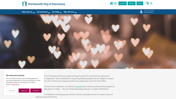 Screenshot of the Portsmouth City Of Sanctuary website