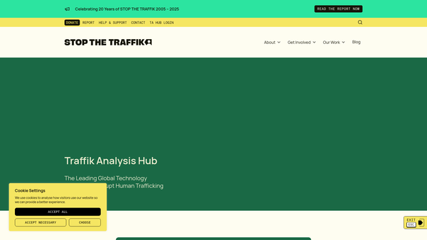 Screenshot of the Traffikanalysis Hub Ltd website