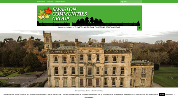 Screenshot of the Elvaston Communities Group website