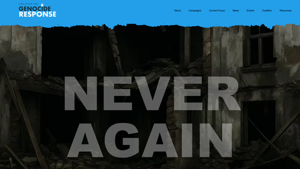 Screenshot of the Coalition For Genocide Response website