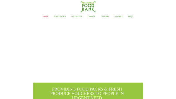 Screenshot of the Pact Food Bank website