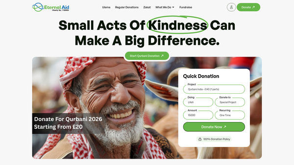 Screenshot of the Eternal Aid website