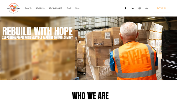 Screenshot of the Rebuild With Hope Foundation website