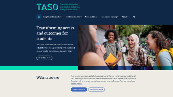 Screenshot of the The Centre For Transforming Access And Student Outcomes In Higher Education website