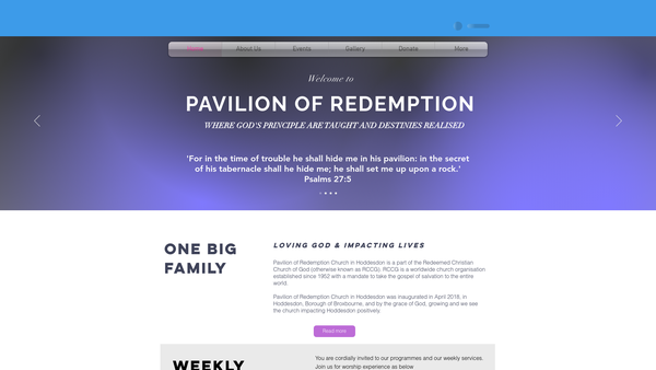 Screenshot of the The Redeemed Christian Church Of God Pavilion Of Redemption website