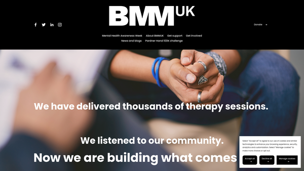 Screenshot of the Black Minds Matter UK website