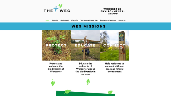 Screenshot of the Worcester Environmental Group website
