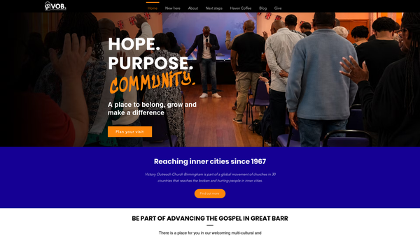 Screenshot of the Victory Outreach Church Birmingham website