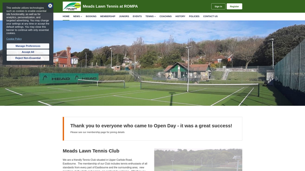 Screenshot of the Residents Of Meads Playing Field Association website