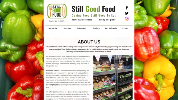 Screenshot of the Still Good Food website