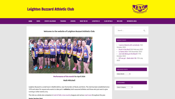 Screenshot of the Leighton Buzzard Athletic Club website