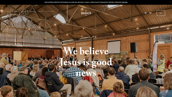 Screenshot of the St Basil's Church, Devon website