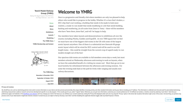 Screenshot of the Yeovil Model Railway Group website