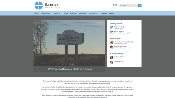 Screenshot of the The Methodist Church Barnsley South website
