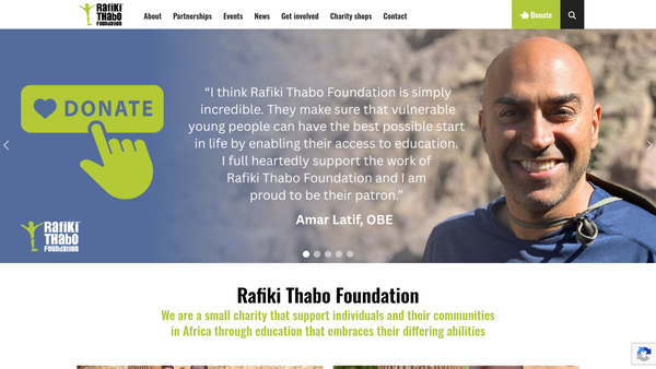 Screenshot of the Rafiki Thabo Foundation website