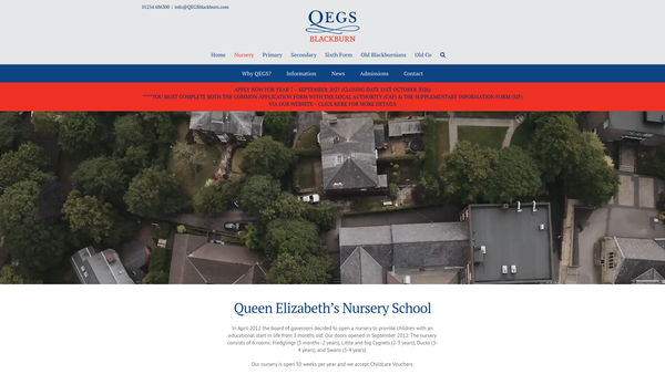 Screenshot of the Qegs Blackburn Academy Nursery Limited website
