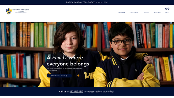 Screenshot of the The Lloyd Williamson Schools Foundation website