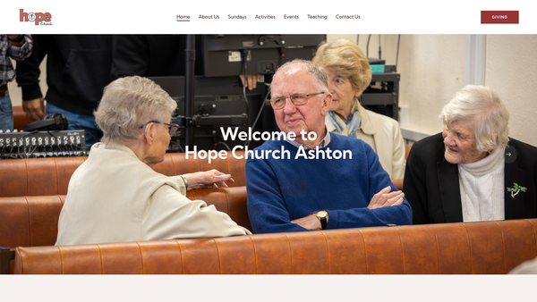 Screenshot of the Hope Church, Ashton-In-Makerfield website