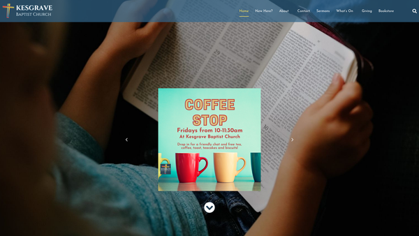 Screenshot of the Kesgrave Baptist Church CIO website
