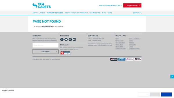 Screenshot of the Maidenhead And Taplow Unit Of The Sea Cadet Corps website