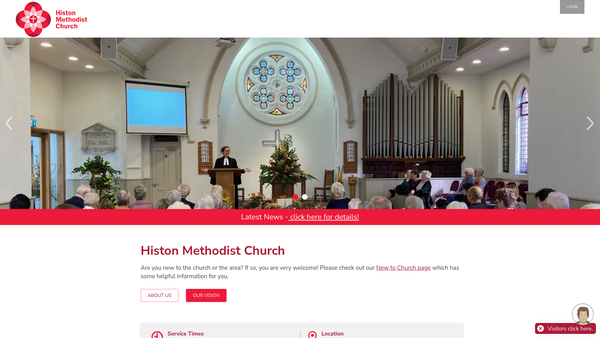 Screenshot of the Histon Methodist Church website