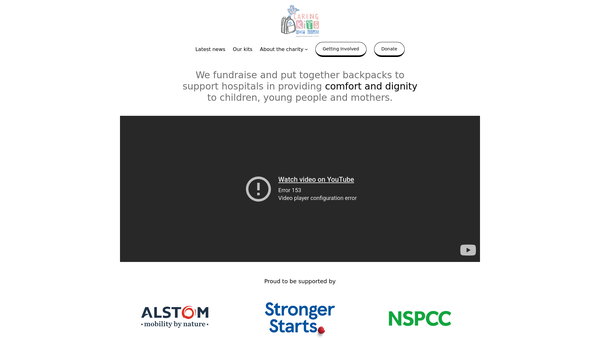 Screenshot of the Caring Kits For Kids website