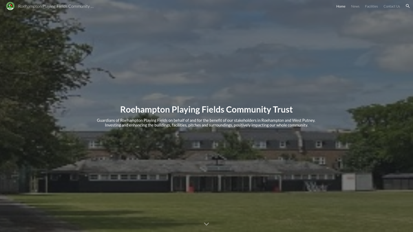 Screenshot of the Roehampton Playing Fields Community Trust website