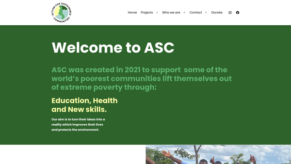 Screenshot of the Action For Sustainable Communities Foundation website