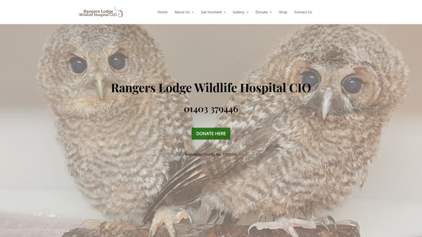 Screenshot of the Rangers Lodge Wildlife Hospital CIO website