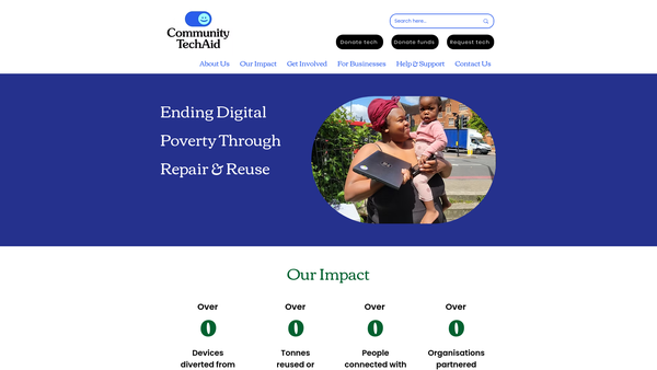 Screenshot of the Community Techaid website
