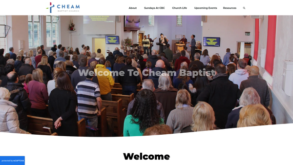 Screenshot of the Cheam Baptist Church website