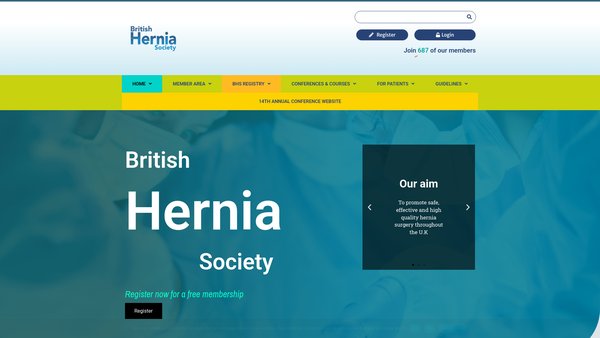 Screenshot of the The British Hernia Society website