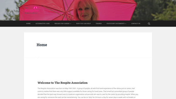 Screenshot of the The Respite Association website
