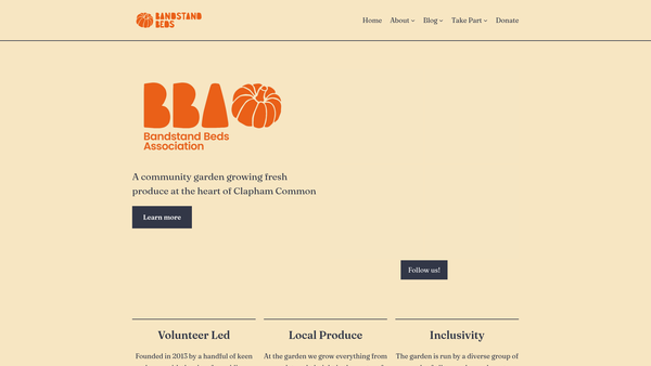 Screenshot of the Bandstand Beds Association website