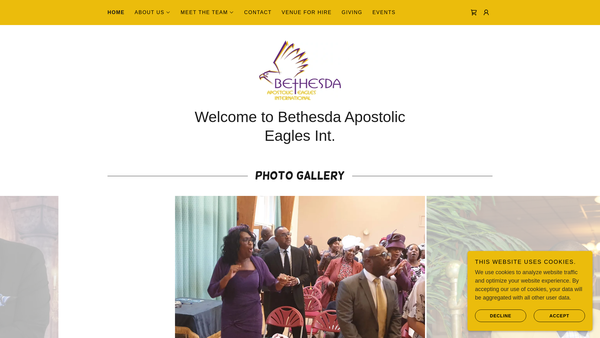 Screenshot of the Bethesda Apostolic Eagles-International website