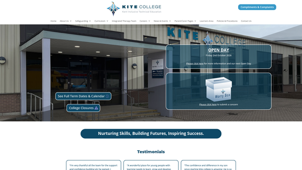Screenshot of the Kite College website