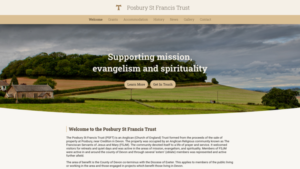 Screenshot of the The Posbury St Francis Trust website