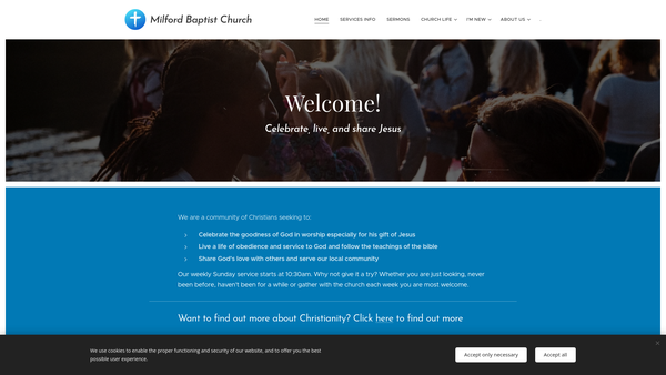 Screenshot of the Milford Baptist Church website