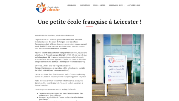 Screenshot of the La Petite Ecole De Leicester website