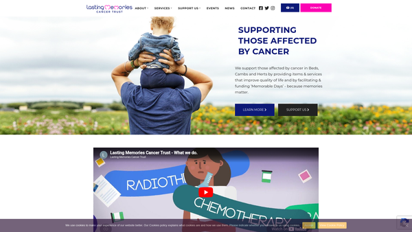 Screenshot of the Lasting Memories Cancer Trust website