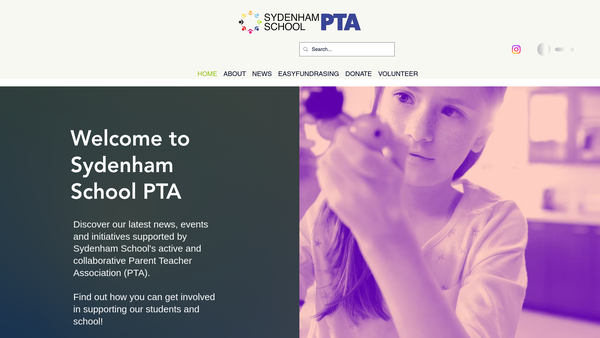 Screenshot of the Sydenham School PTA website