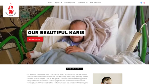 Screenshot of the Karis' Helping Hand website