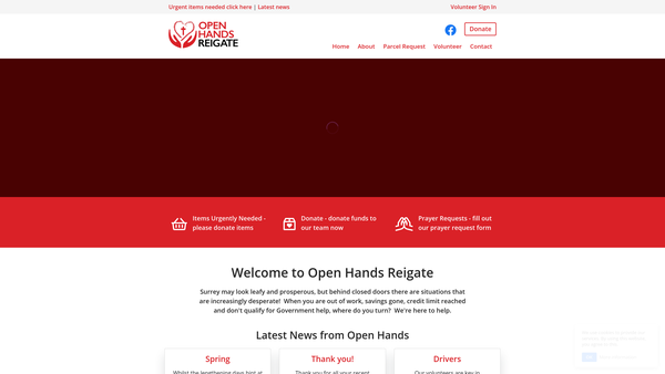 Screenshot of the Open Hands Reigate website