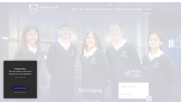 Screenshot of the Kings Heath Secondary School Charity Trust website