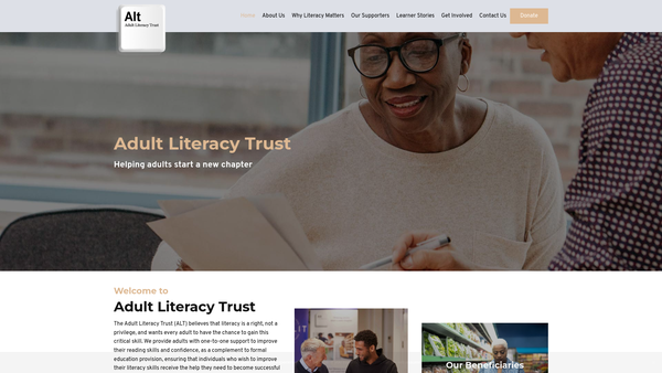 Screenshot of the Adult Literacy Trust website