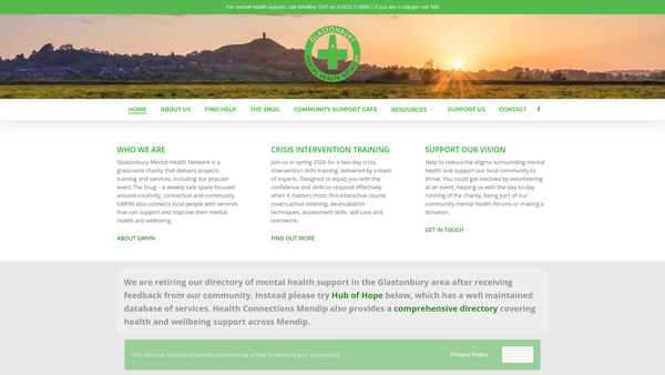 Screenshot of the Glastonbury Mental Health Network website