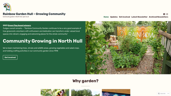 Screenshot of the Northern Hull Community Rainbow Gardens website